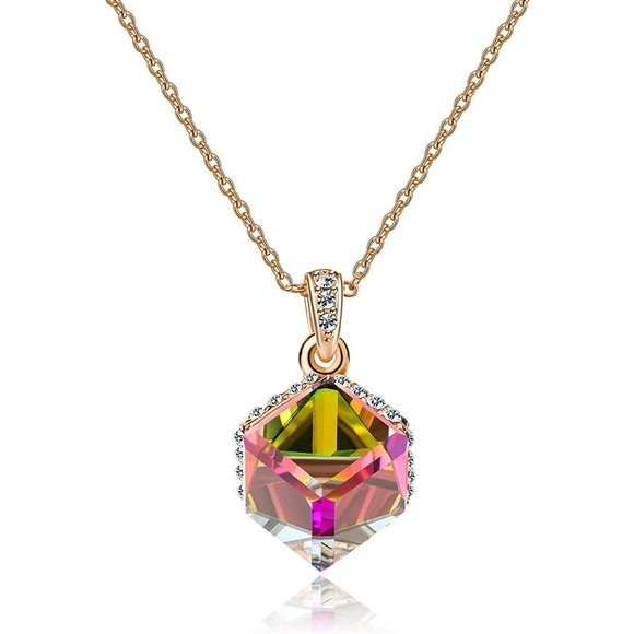 New Colorful Cubic Austrian Crystal Pendant Necklace Earrings for Women … - Picture 7 of 9